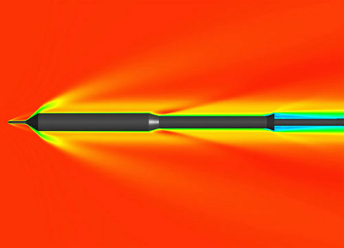 Visualization of flowfield surrounding a Crew Launch Vehicle concept